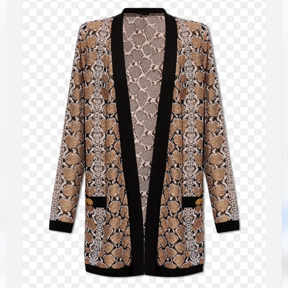 NWT$2,890 Balmain Sequined Python Print  Cardigan Top Sweater Sz FR42 (US Large) - Picture 3 of 15